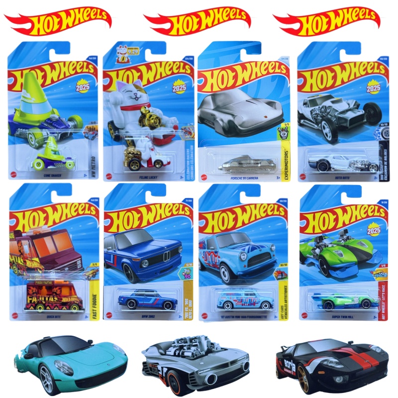 Hot Wheels Car Mainline - 新しいホットウィール2025 Nケース、ポルシェ、BMW、フォード、ホンダのモデルカーおもちゃ、1/64スケールダイキャストカー、メインラインシリーズ