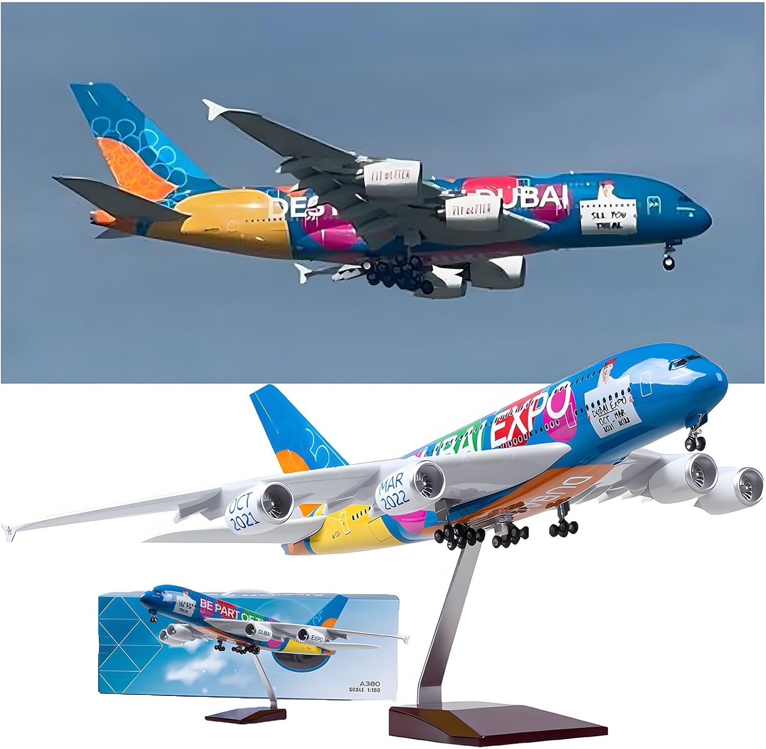 Model Airplane Plastic - 1:160 スケール大型子供のおもちゃの飛行機ダイキャスト A380 UAE EXPO 航空コレクタブルミニチュアプラスチック樹脂モデル飛行機コレクションギフト