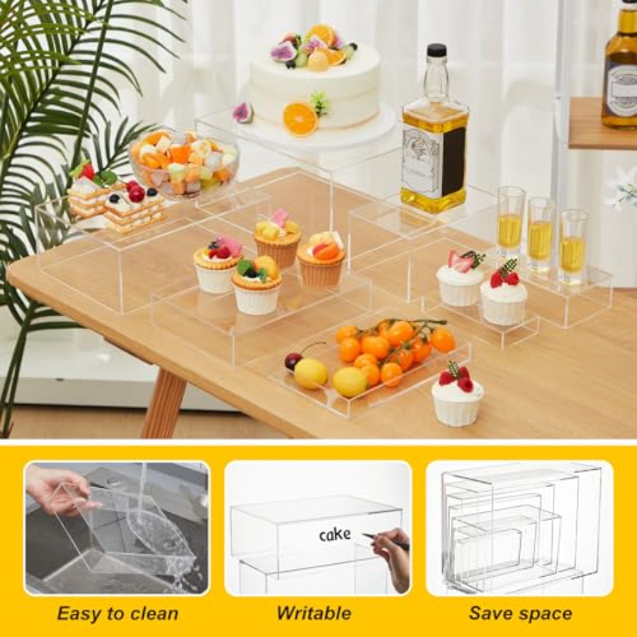 ケータリング用デザートテーブルライザーセット：アクリル製、透 - Display Risers Set のレビューと価格